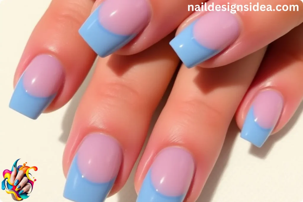 Blue French Tip Nails