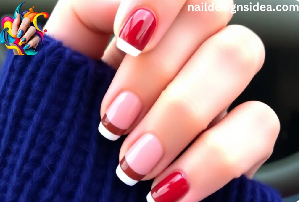 Cherry Mocha French Tip Nails