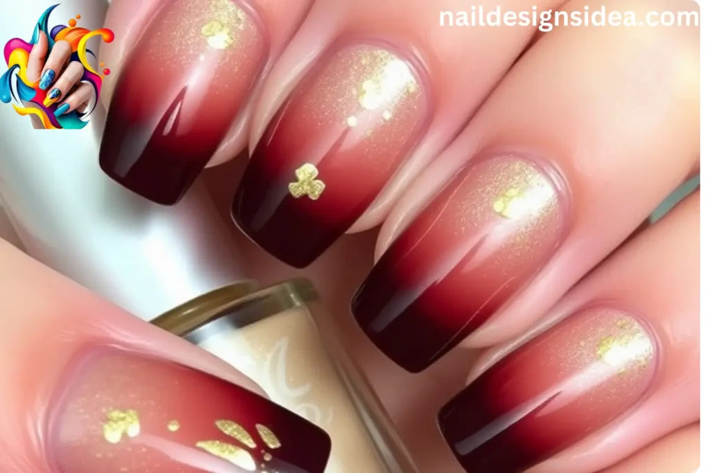 Cherry Mocha Gradient with Gold Leaf