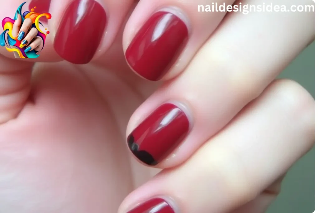 Cherry Mocha Half-Moon Manicure