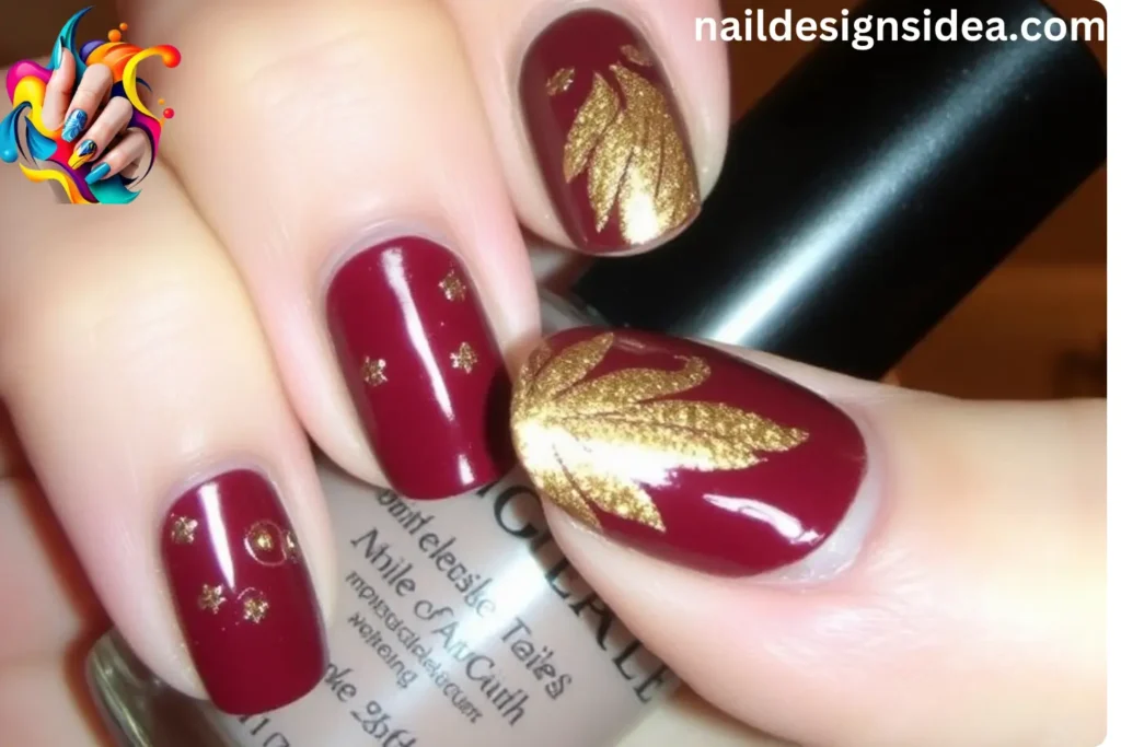 Cherry Mocha Nails Foil Accents