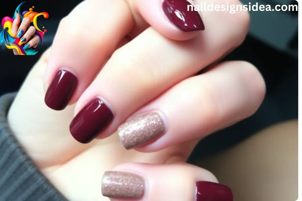 Cherry mocha Nail Designs with glitter