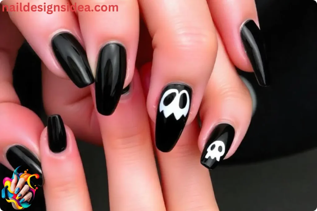 Dark Ghost Halloween Nail Designs