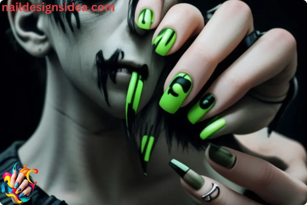 Frankenstein’s Monster Halloween Nails