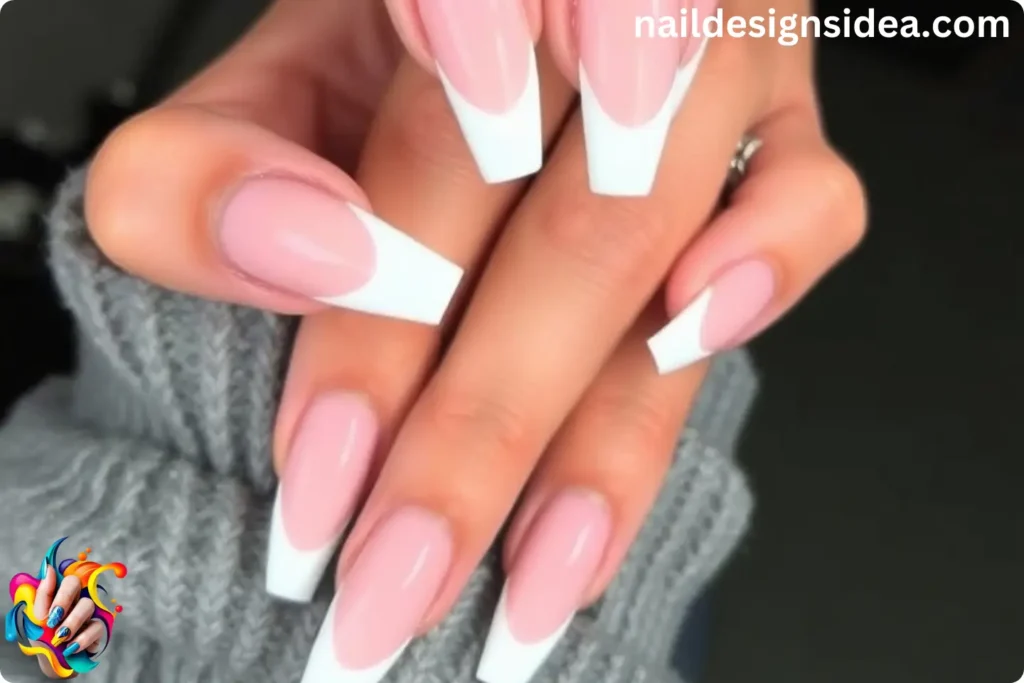 French Tip Coffin Nails