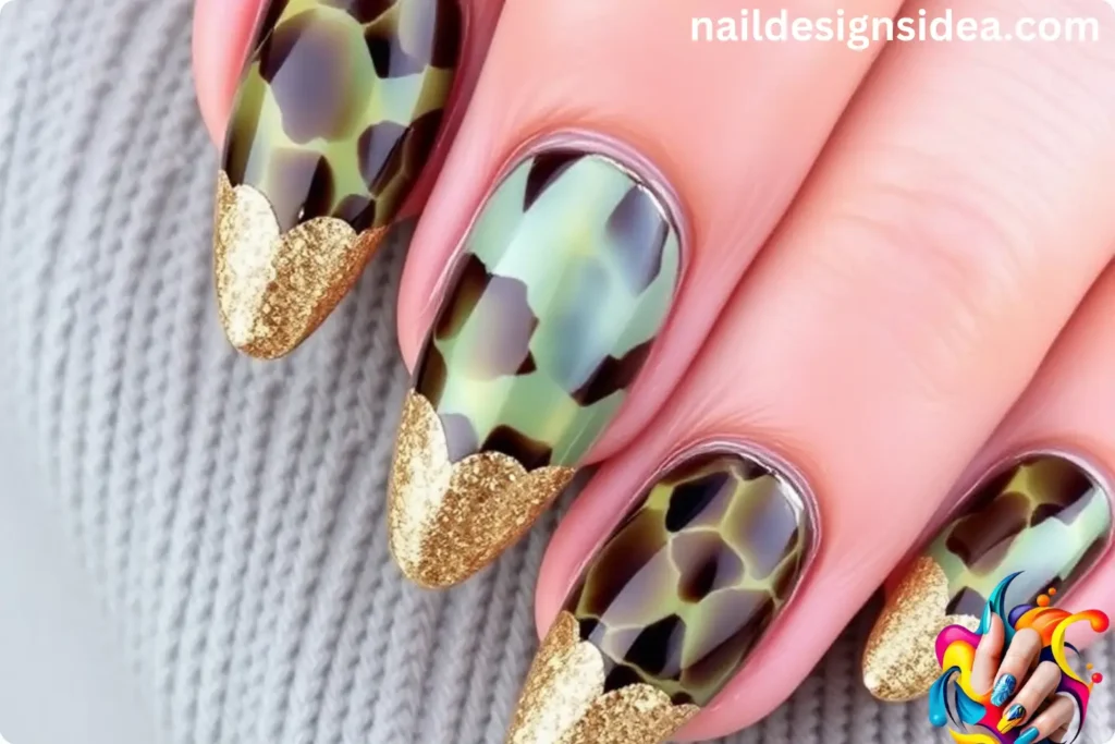 Glitter-Infused Tortoise Shell Nail Ideas