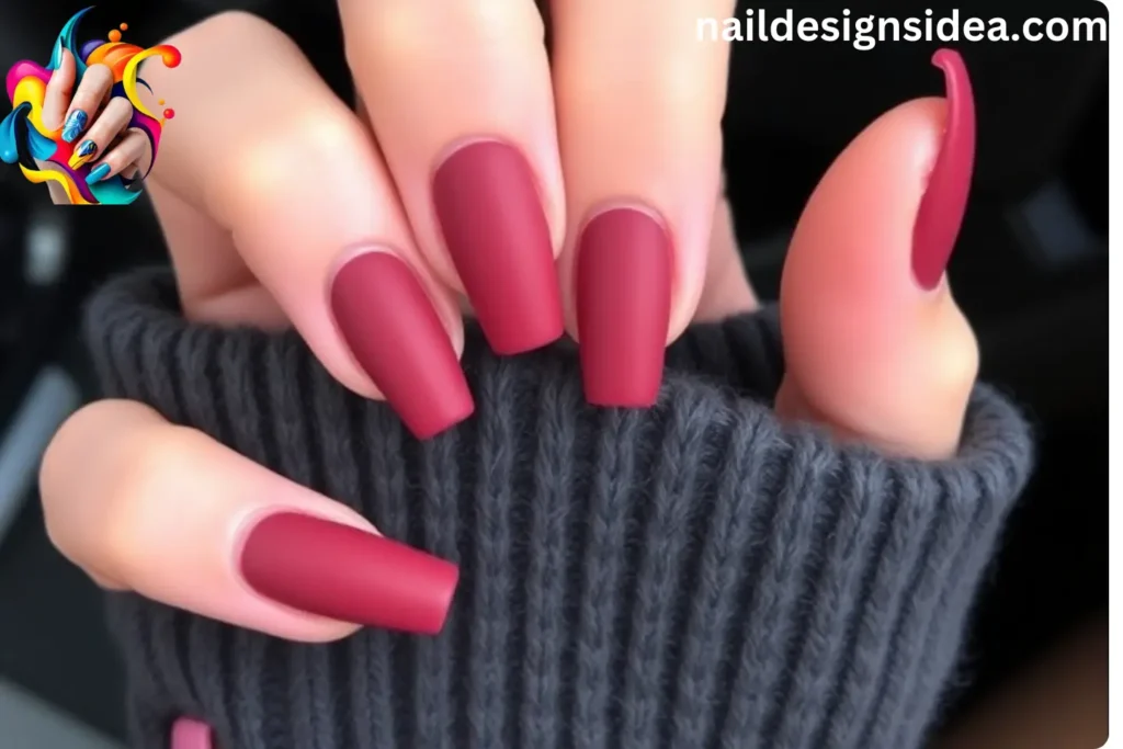 Matte Cherry Mocha Nail Ideas