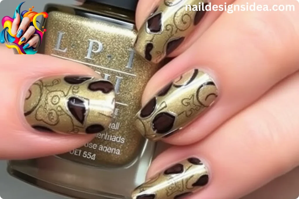 Metallic Accents Tortoise Shell Nail Ideas