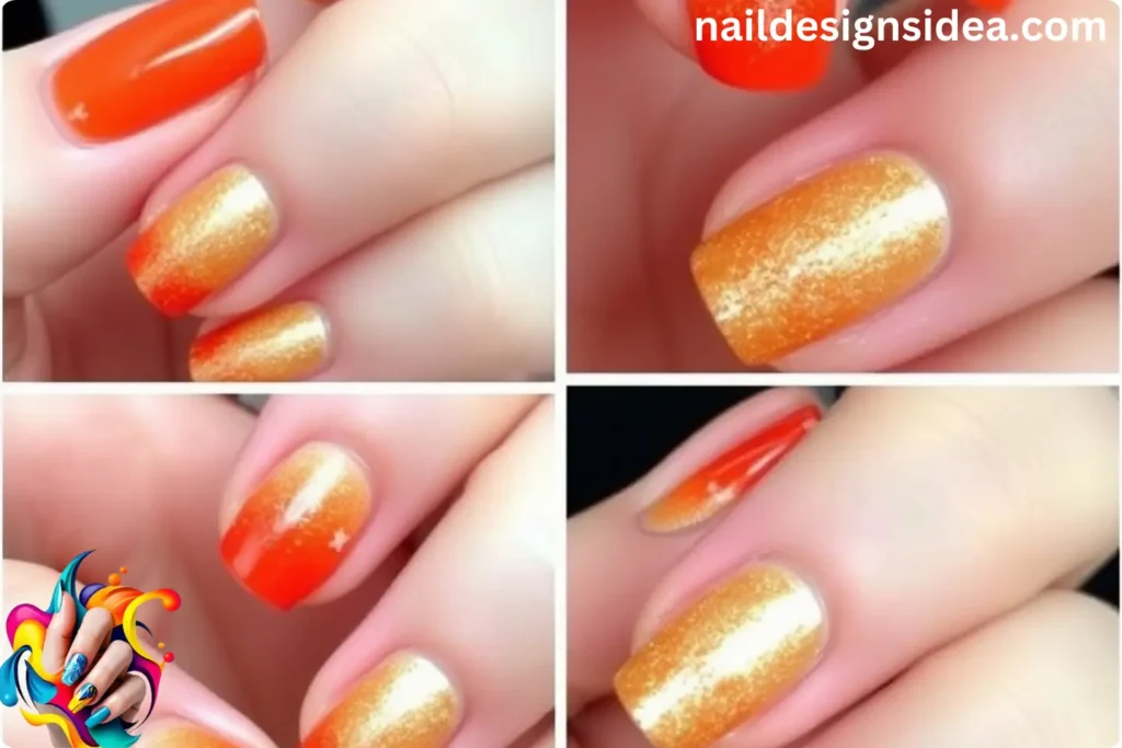 Orange and Gold Ombre Nails