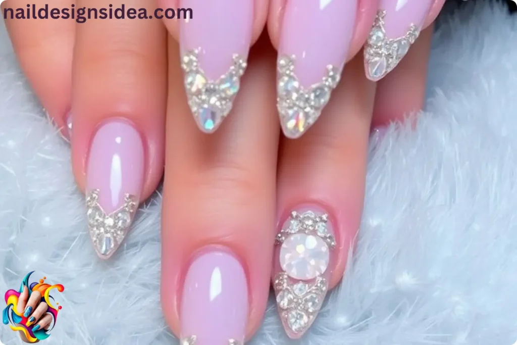 Oval Crystal Nails