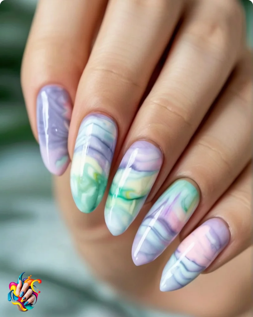 Pastel Tie-Dye Nails