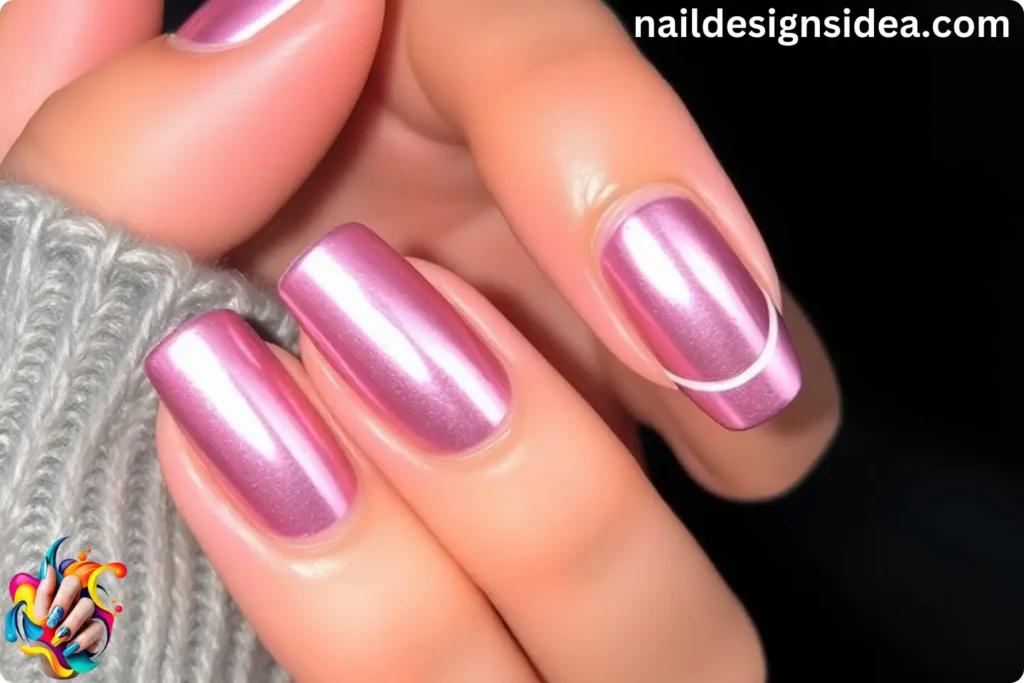 Pink Chrome French Tip Nails