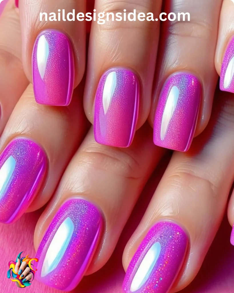 Pink Holographic Nail Designs