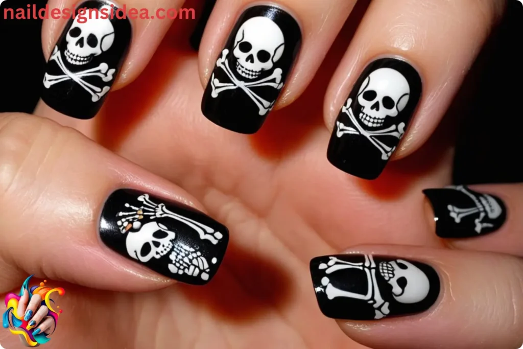 Skeleton Halloween Nail Art