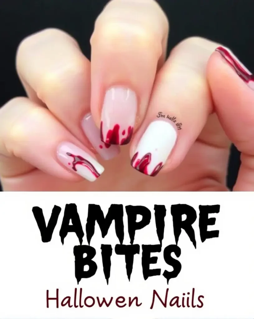 Vampire Bite Halloween Nails