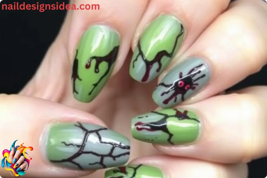 Zombie Halloween Nail Art