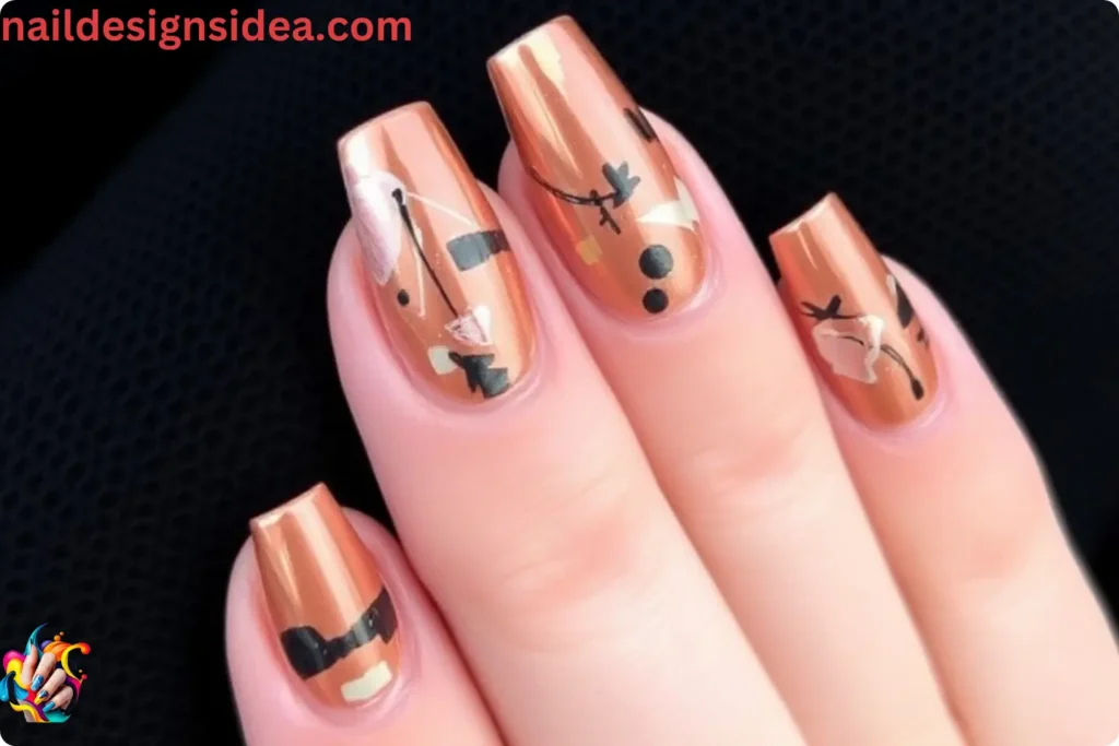 Abstract Copper Nail Art 