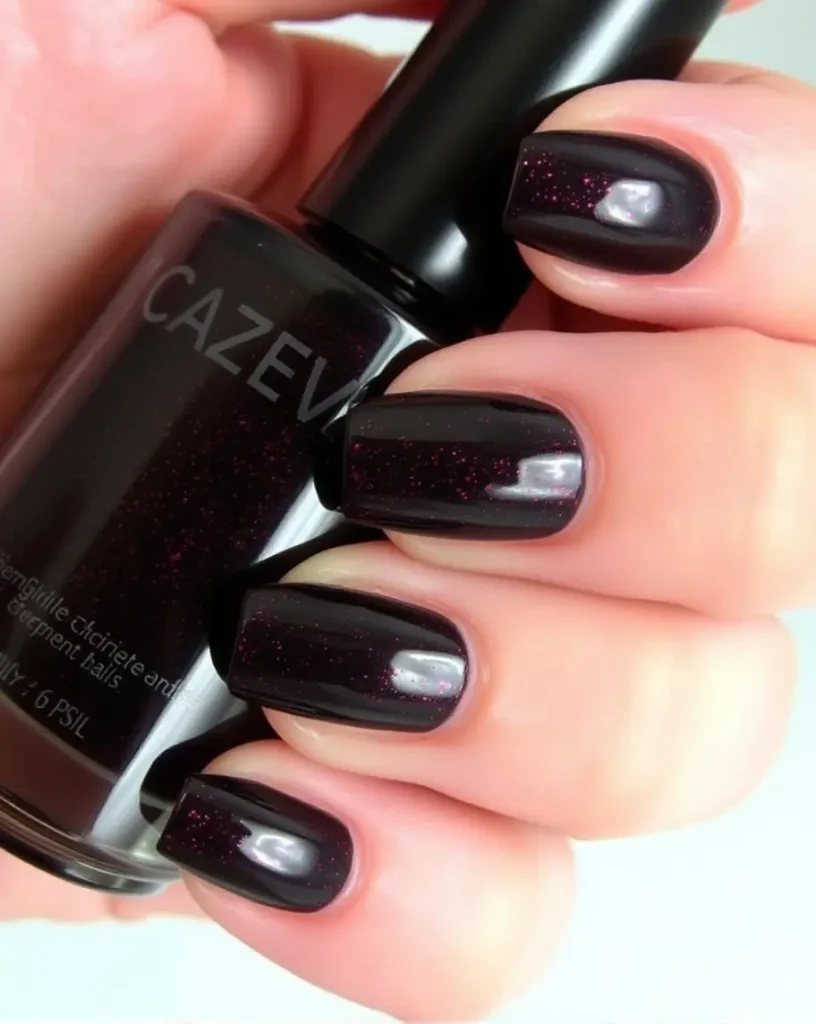 Black Cherry Glitter Nails