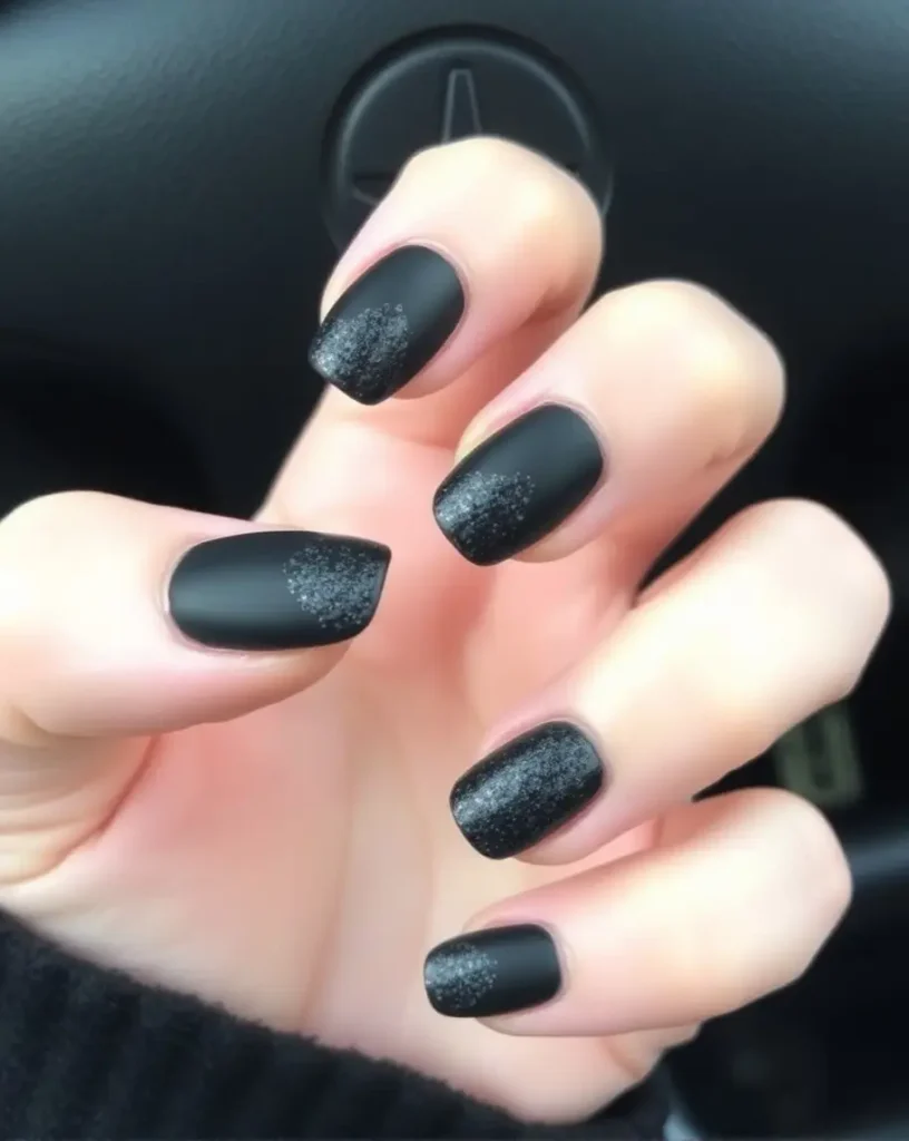 Black Glitter Ombre Nails