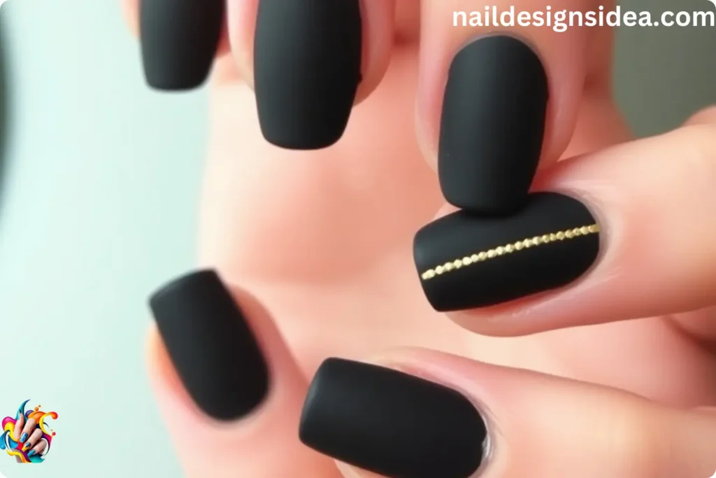 Chic Matte Black Cocktail Nail Designs