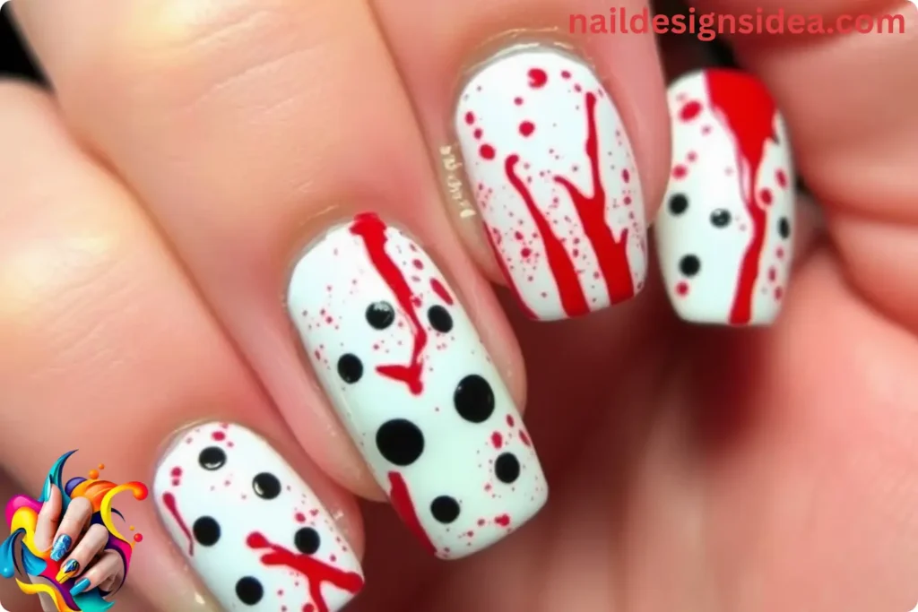 Classic Red Splatter Jason Voorhees' Nail Designs