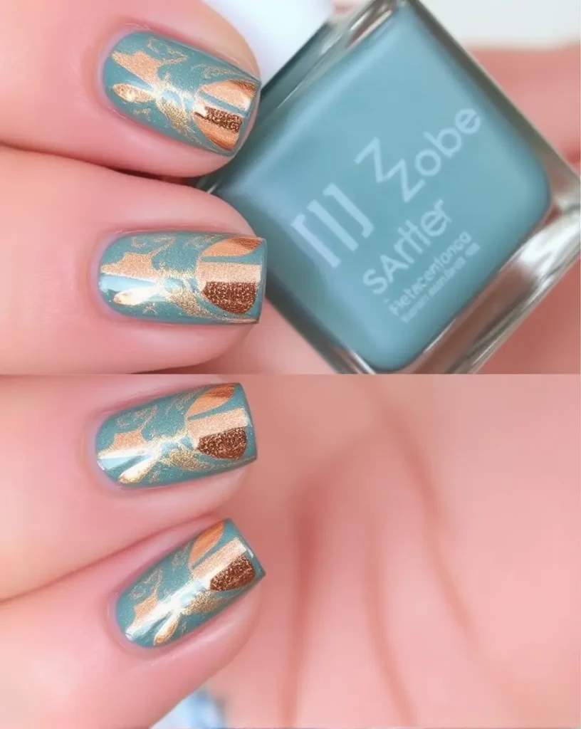 Copper Foil Accents Nail Art