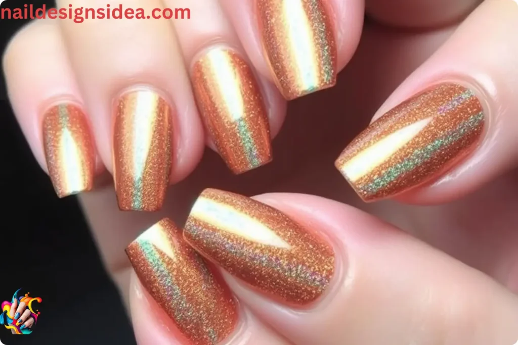 Copper Holographic Nail Designs