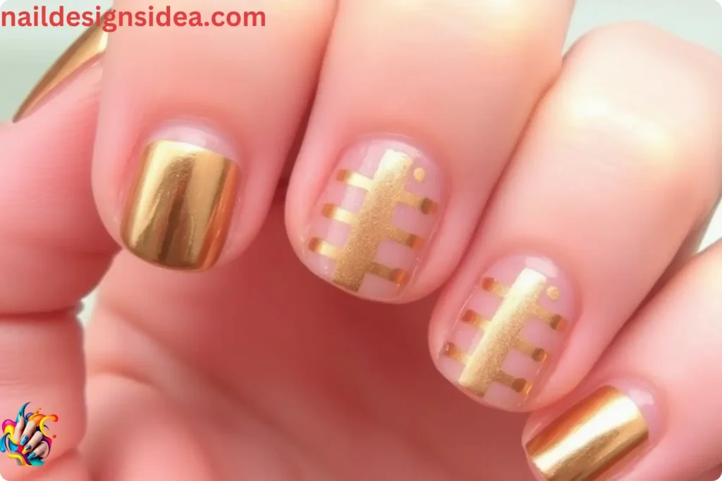 Copper Stripes and Dots Nails