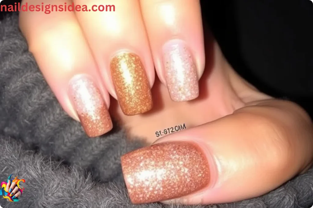 Copper and Glitter Combo Nails