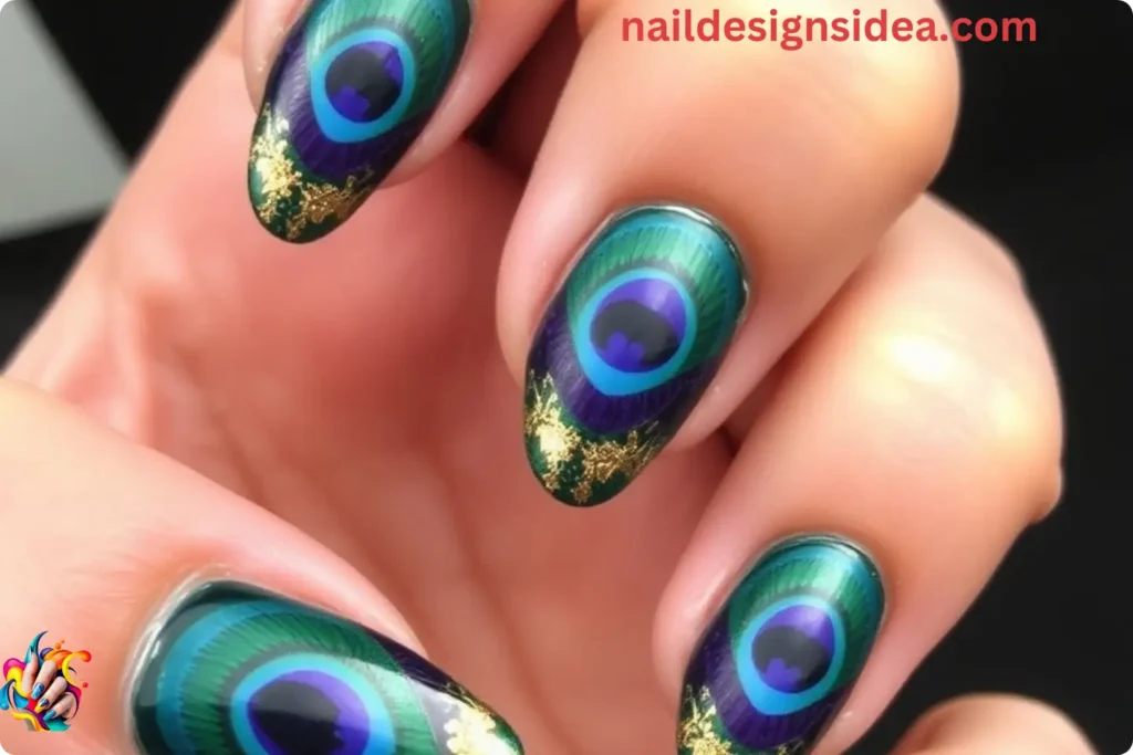 Diwali Inspired Peacock Nail Designs