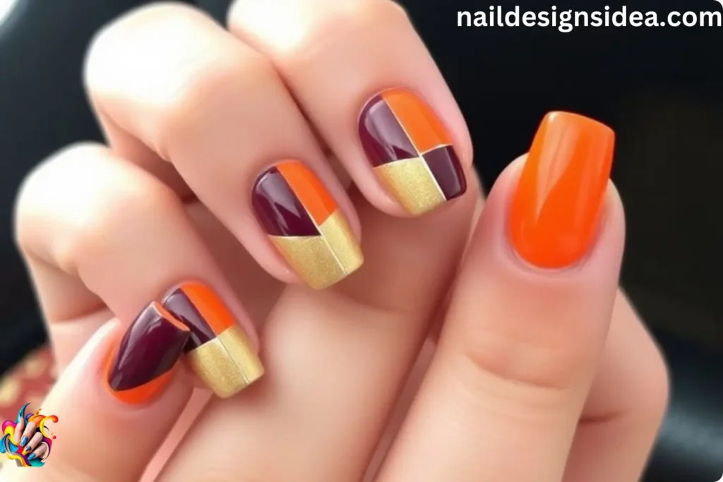 Festive Color Block Deepavali Nails