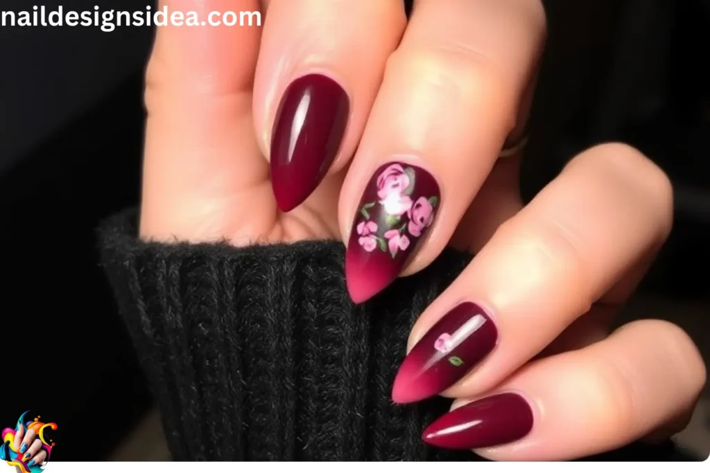 Floral Dark Coquette Nail Ideas