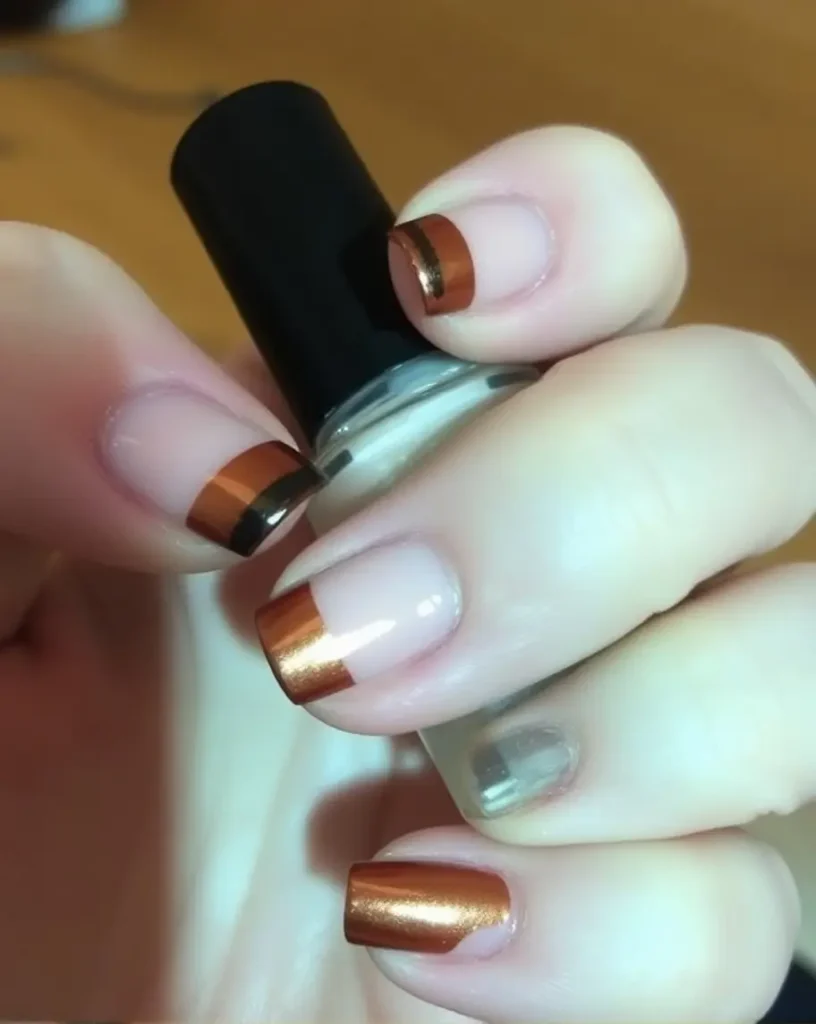 French Tips Copper Manicure