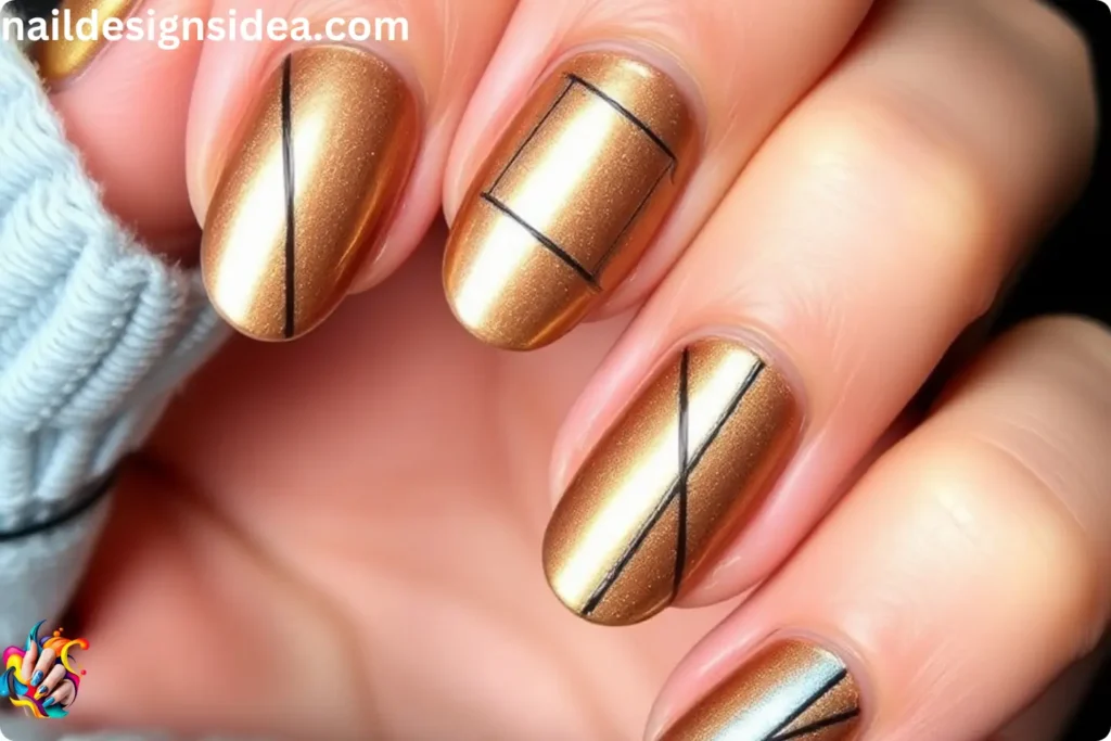 Geometric Copper Nail Ideas