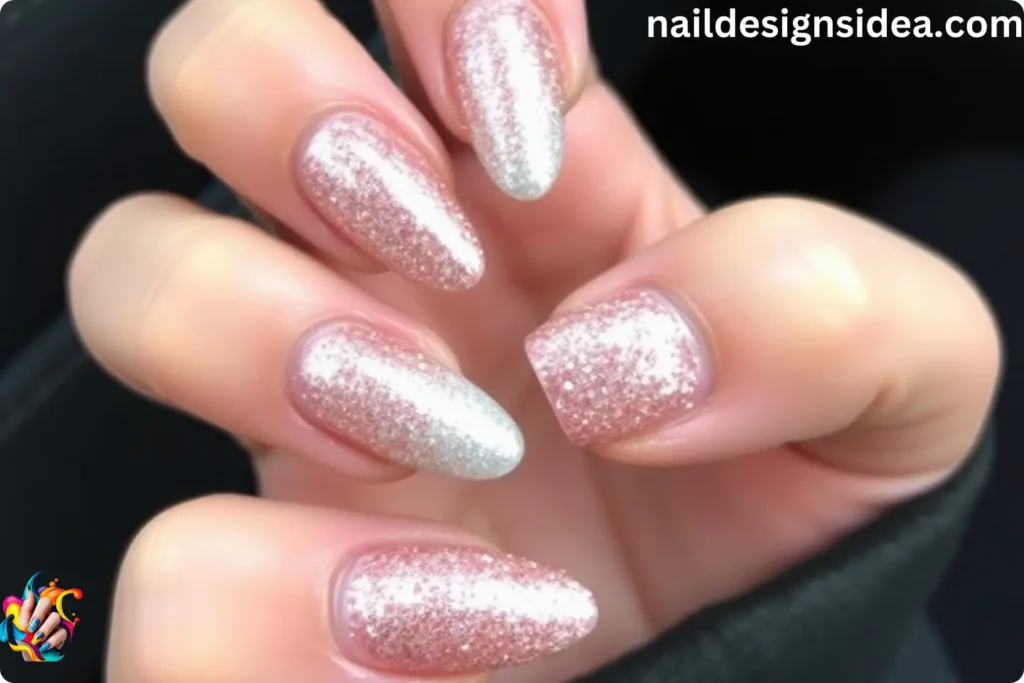 Glitter Ombre on Almond Cocktail Nails