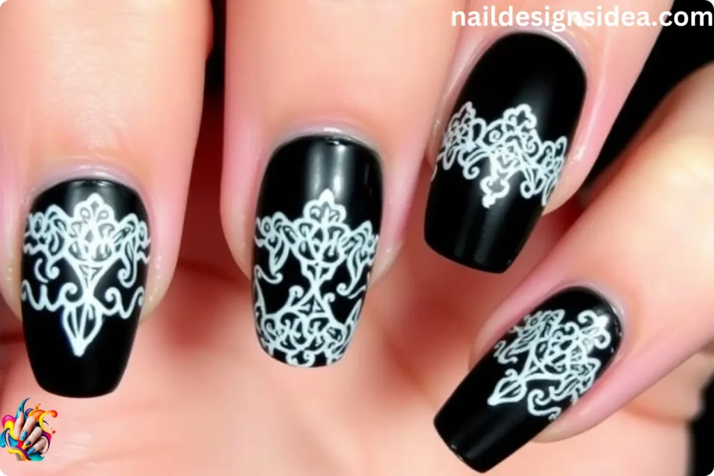 Gothic Lace Nails for Last Minute Halloween