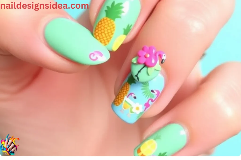 Hawaii Luau Party Nails