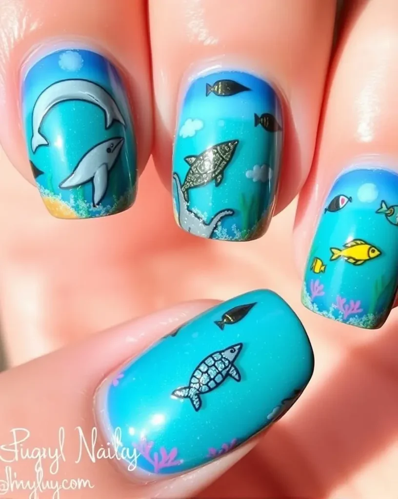 Hawaii Underwater Scene Nails