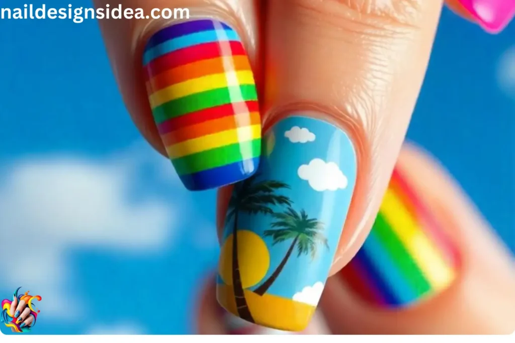 Hawaiian Rainbow Nail Designs