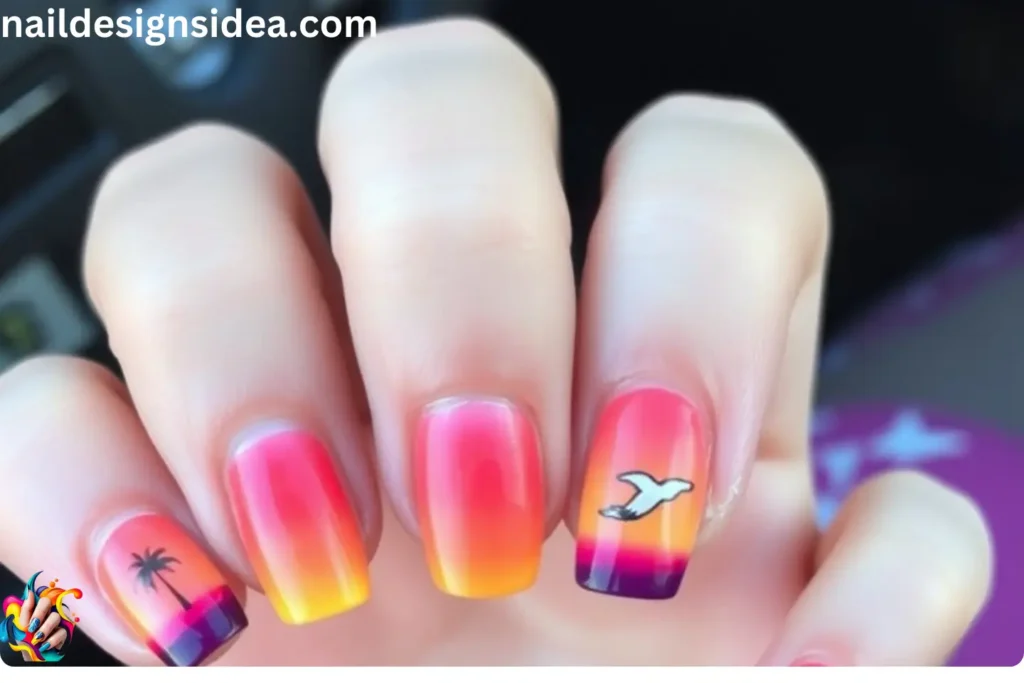 Hawaiian Sunset Ombre Nails