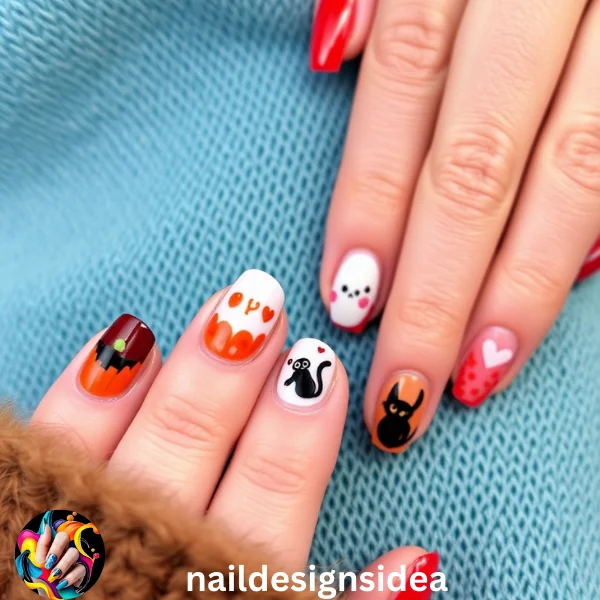 Draw patterns like stars or Christmas trees using dotting tools or nail art brushes. 