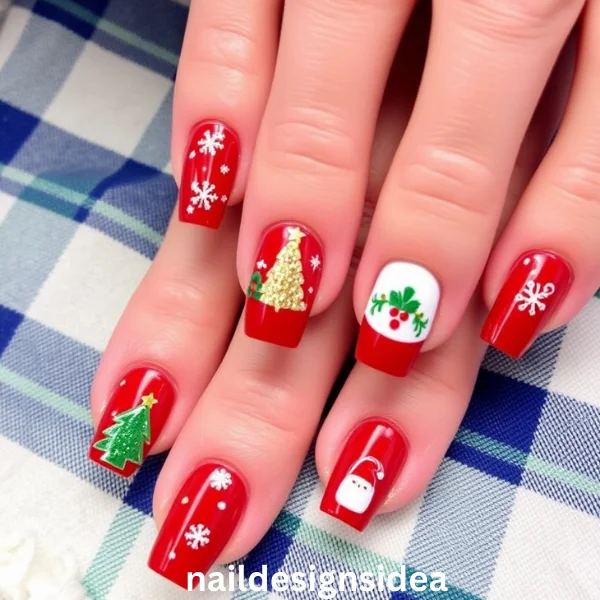 One of the most common holiday manicures is a Christmas-themed manicure. 