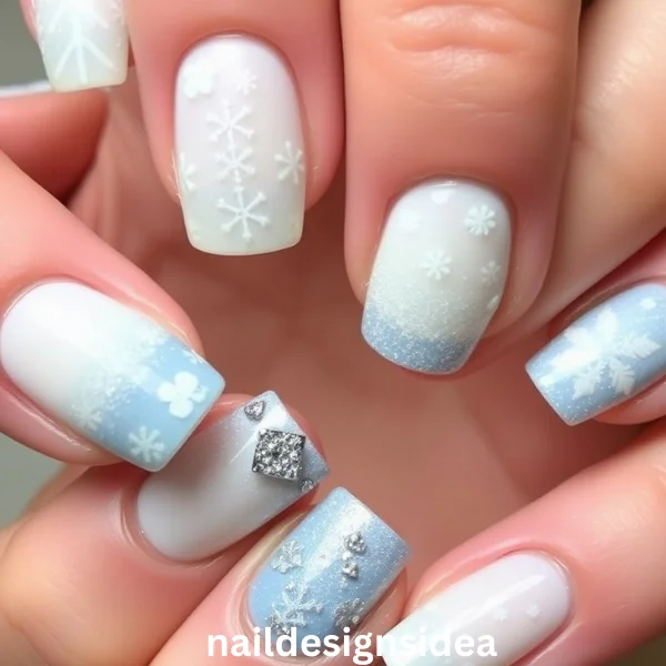 Christmas-themed manicures are just one aspect of holiday manicures; other winter aesthetics are also included. 