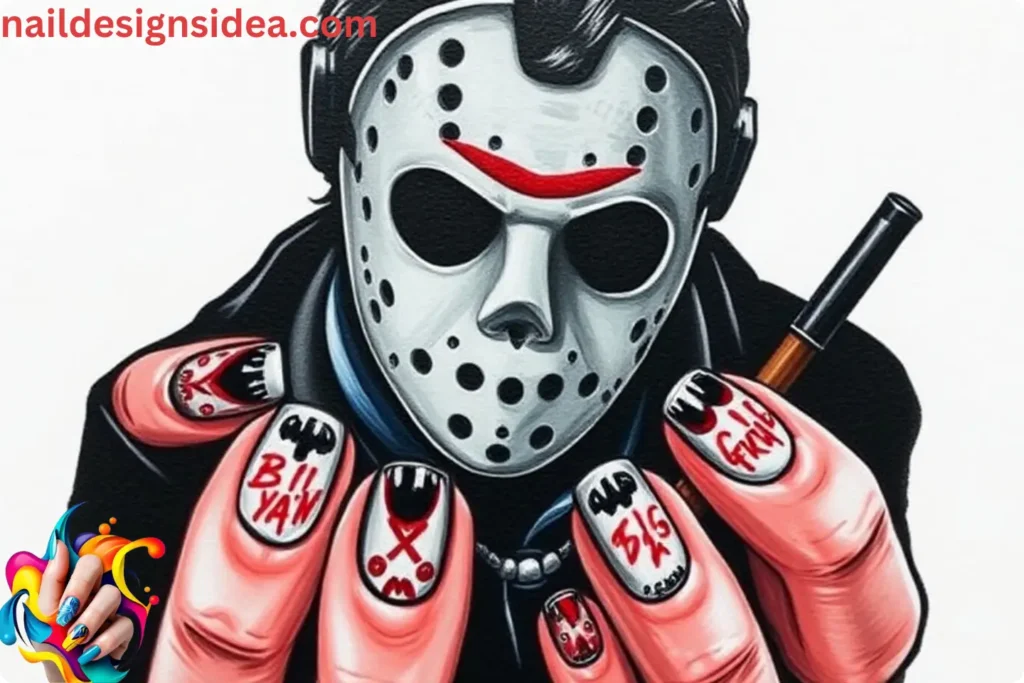 Jason Voorhees Friday the 13th Nails Art