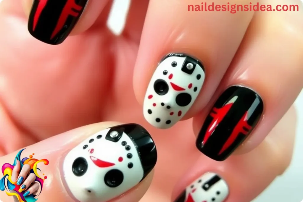 Jason Voorhees' Nail Designs 3D Effect 