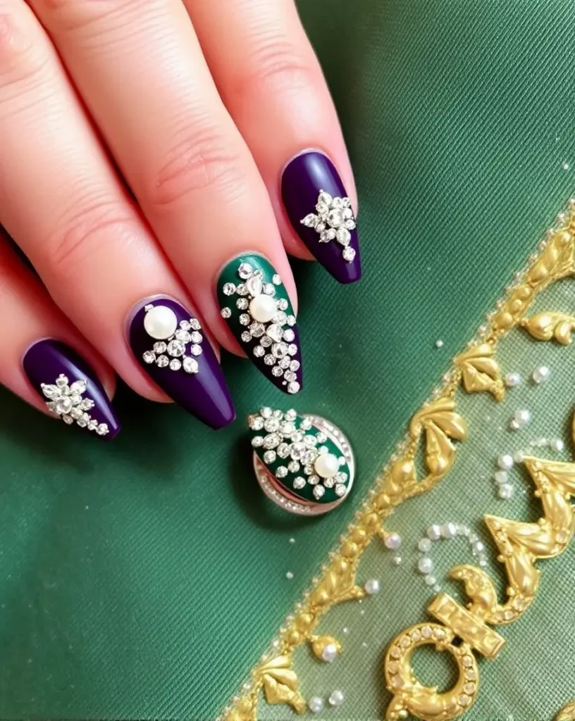 Jewel-Encrusted Deepavali Nail Designs