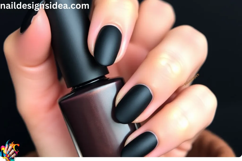 Leather-Look Dark Coquette Nail Ideas