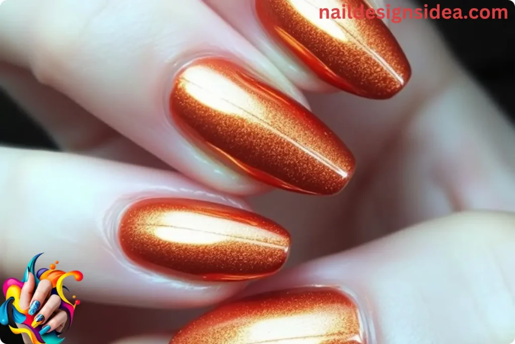 Maple Syrup Chrome Nails