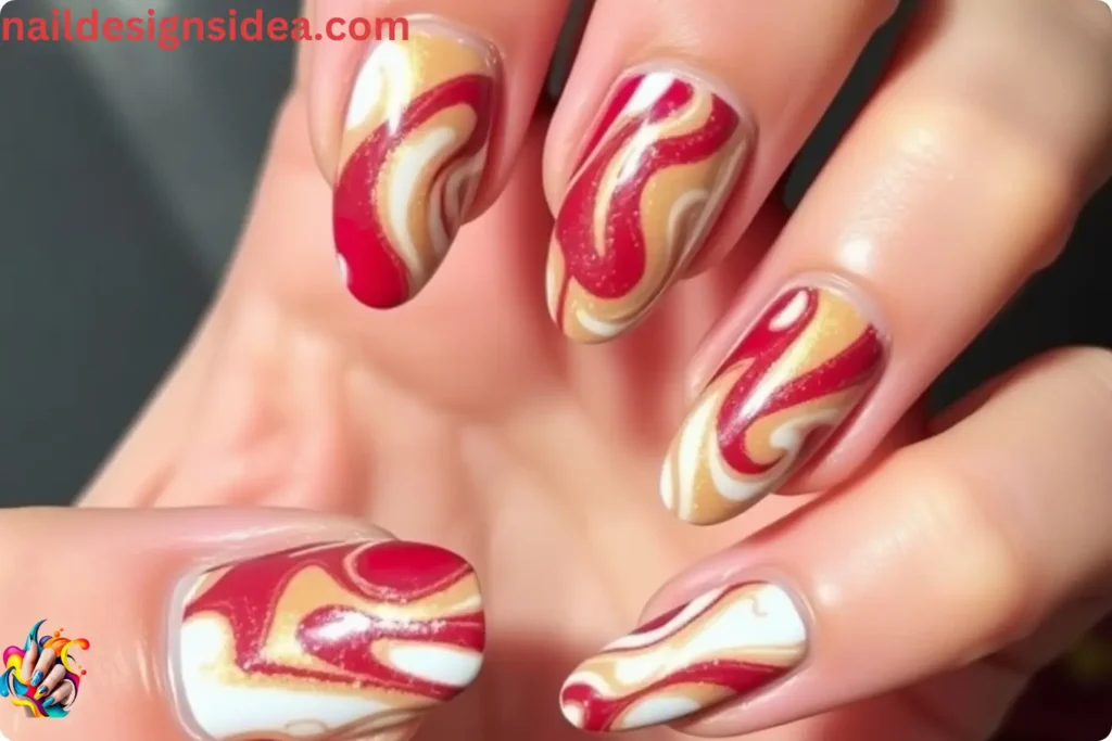 Marbled Mood Diwali Nail Designs