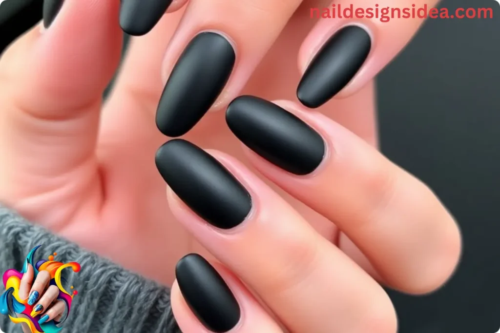 Matte Black Base Nails